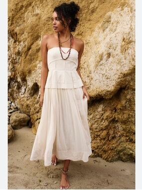 Free People Sz XS Milan Midi Strapless Dress